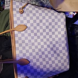 Louis Vuitton never full Damier Azur White Coated Tote